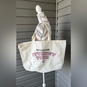 PrettyLittleThing “Student Tour”Cotton Cream Tote Bag One Size